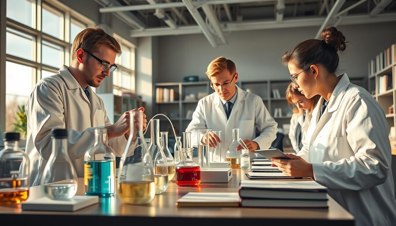 Students working in research laboratory